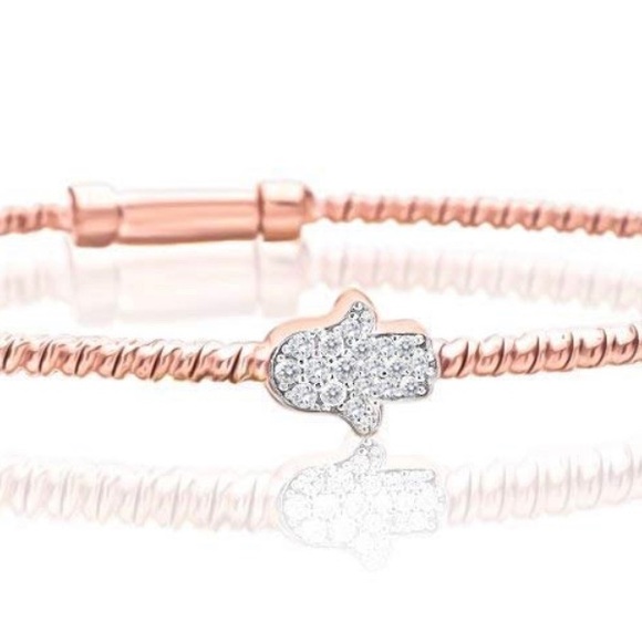 Woman’s 14k Rose & CZ Gold Hamsa Bracelet - Picture 3 of 3